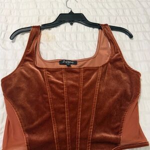 Motel Rocks Rust Velvet Corset Tank